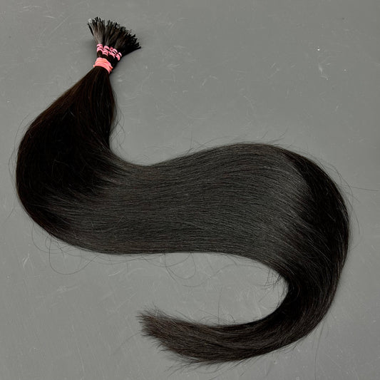 Asiatischer Schnitthaarzopf mit 160 Keratin-Strähnen, 100 cm, schwarzbraun