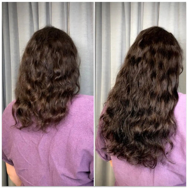 foto prima e dopo di Bettina con extension 100x45cm