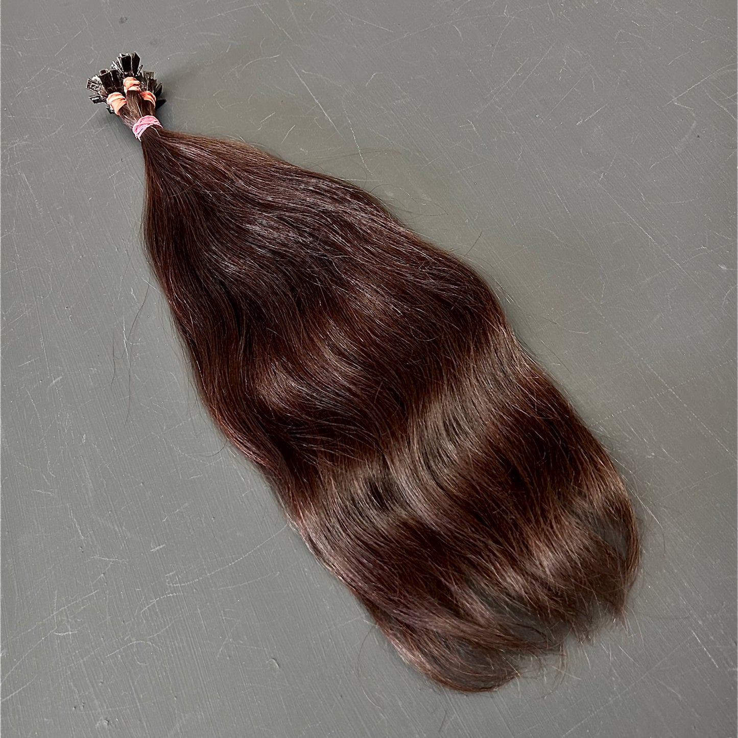 Rohhaar-Keratinextensions, 10 Strähnen, 40 cm, rotbraun